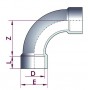 PVC bocht 90° (uit buis )  50 mm PN16