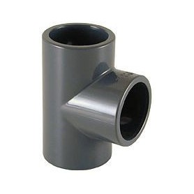 PVC T-stuk 90°, 3x inwendig lijm, 16 bar, 50 mm